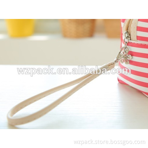 OEM Pink Striped Mini Coin Purse Cosmetic / Makeup Bag Case